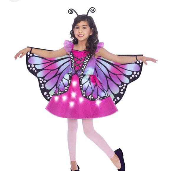 Way to Celebrate Dress Up Girl Halloween Coloful Monarch light up Small 4-6 - Picture 1 of 5